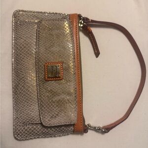 Dooney & Bourke Shimmering Gold and Tan Clutch